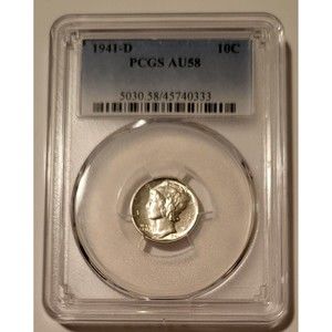 1941 D Mercury Dime AU58 PCGS